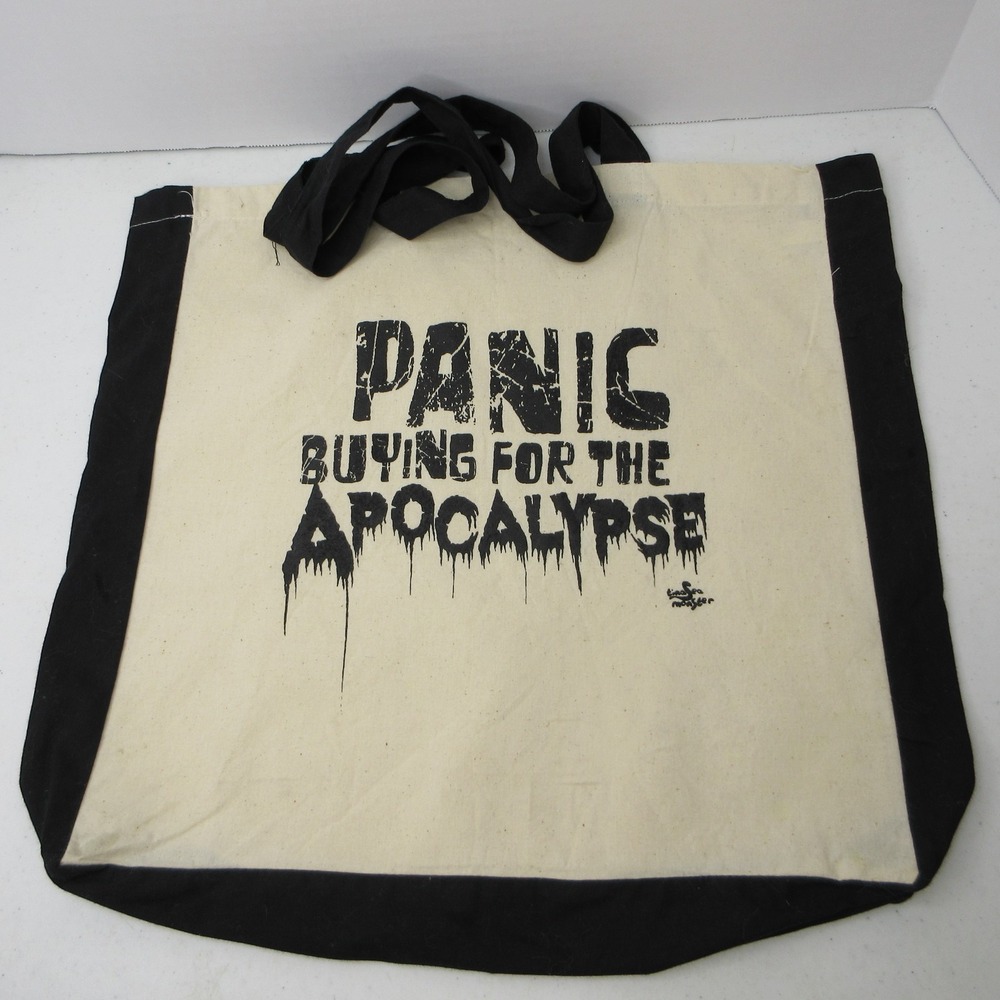 Sea monster "Panic Buying for the Apocalypse" Canvas Tote Bag Shopper Black